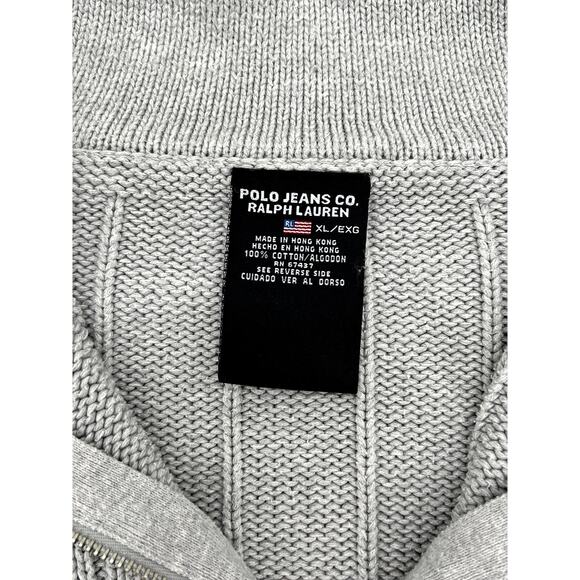 Polo Jeans Co. Ralph Lauren Men's Henley Pullover Chunky knit Seater in grey - Picture 8 of 9